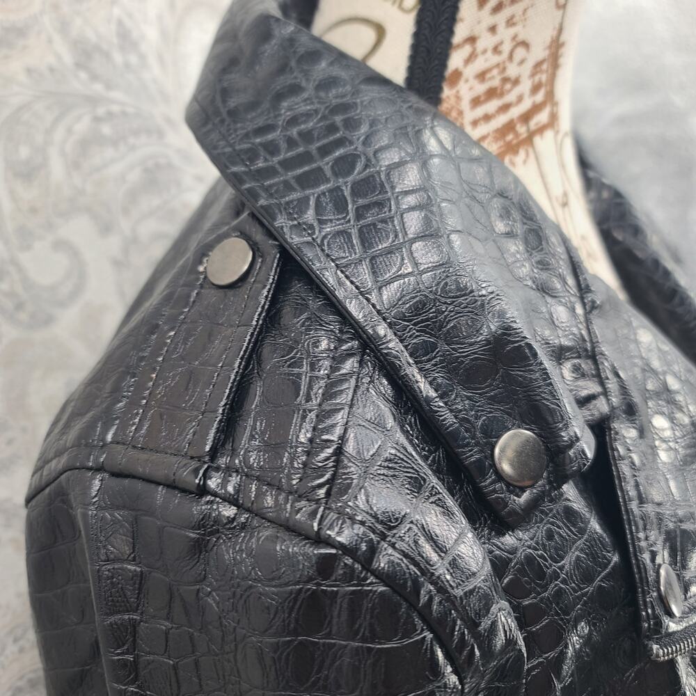 Mod Cloth vegan crocodile leather moto jacket Sz S Edgy Punk Mobwife Rock n Roll - Picture 4 of 13